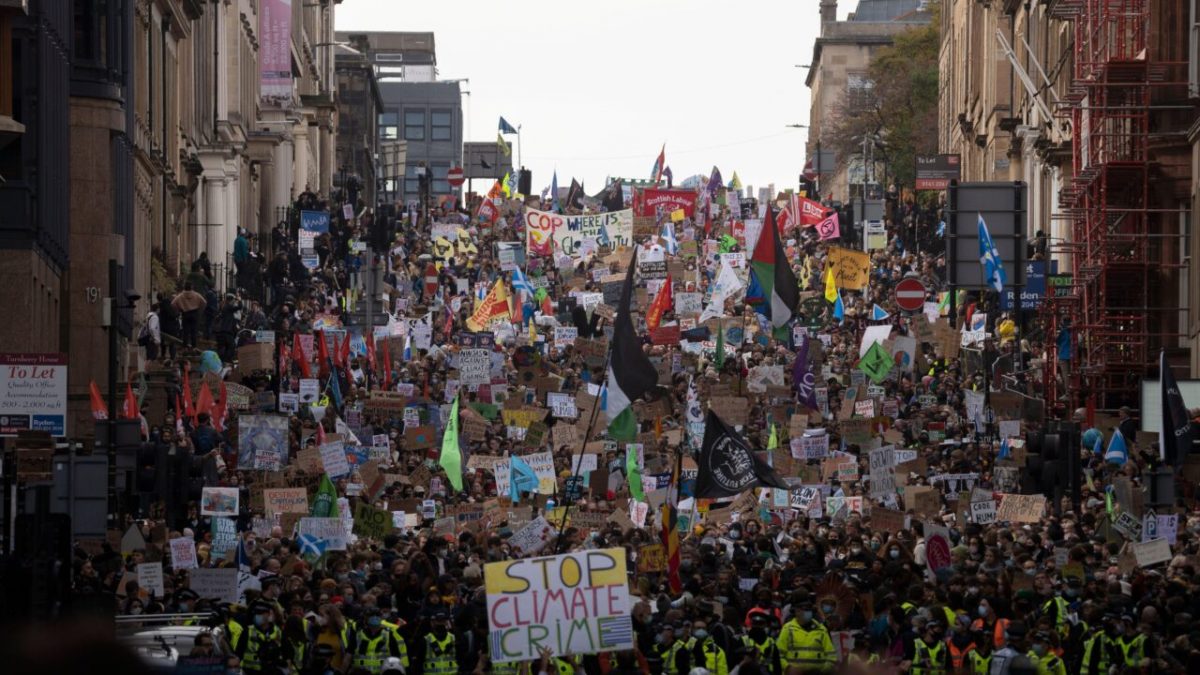 Glasgow Protest march during COP26. Fridays for Future.