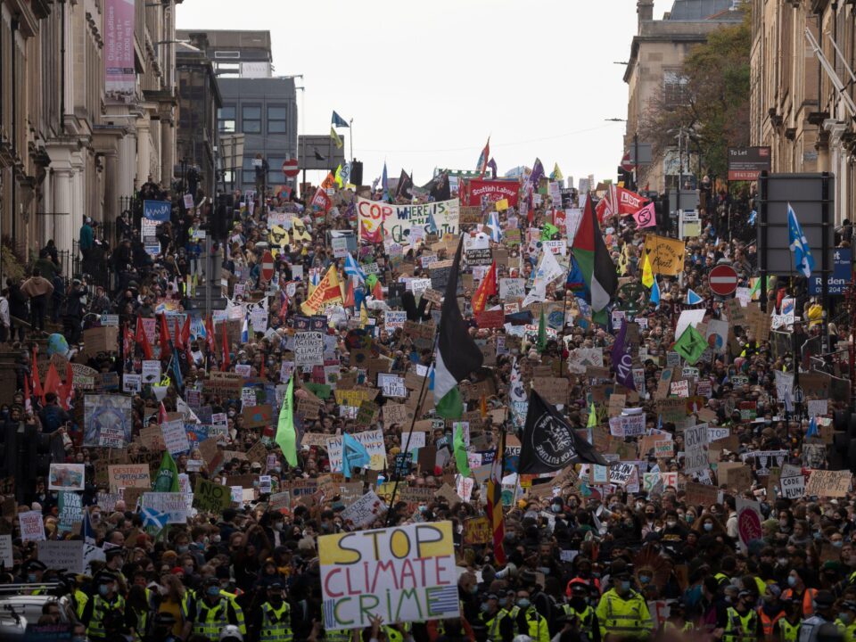 Glasgow Protest march during COP26. Fridays for Future.