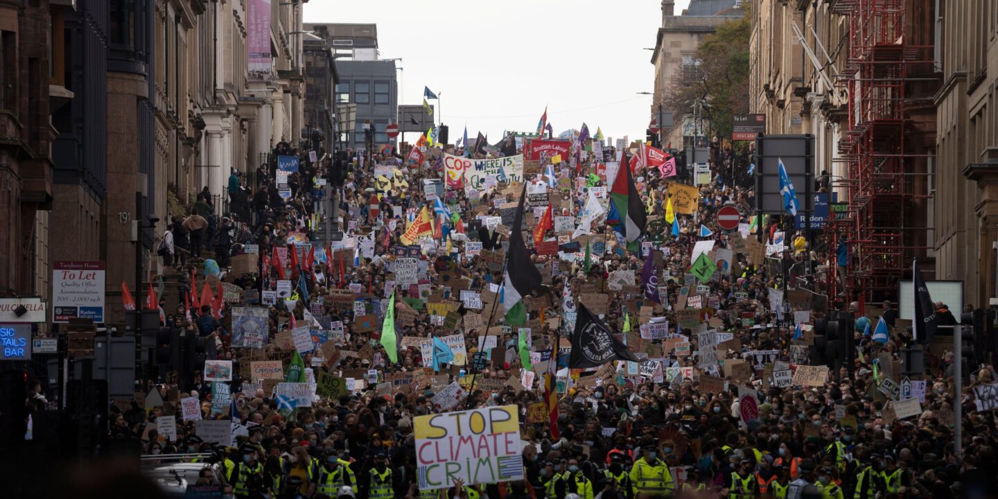 Glasgow Protest march during COP26. Fridays for Future.